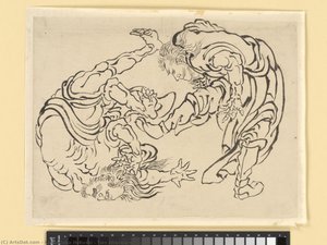 Doi Luptători — Hokusai