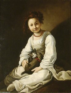 Girl With A Dog And A Kitten — Giacomo Francesco Cipper