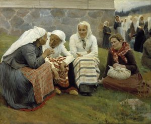 Women Outside The Church At Ruokolahti — Albert Edelfelt