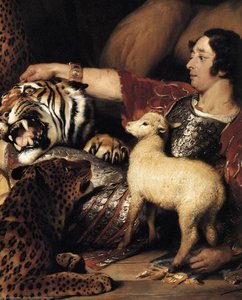 Isaac Van Amburgh And His Animals (detail) — Edwin Landseer