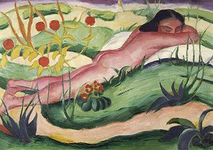 Nude Lying In The Flowers — Franz Marc