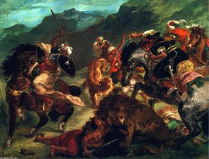 Die Löwenjagd — Eugène Delacroix