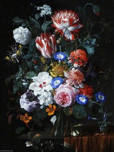 Flower Piece With Tulips, Roses, Convolvuli And Other Flowers — Nicolaes Van Verendael