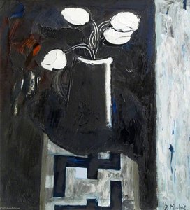 White Tulips And Black Jug — David Alan Redpath Michie