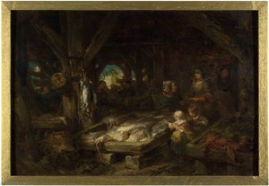 The Fish Market, Dieppe — Eugène Isabey