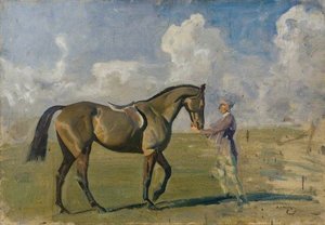 A Racehorse Held By A Groom - Alfred James Munnings — Alfred Munnings