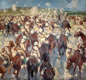 The Charge Of The Royal Buckinghamshire Hussars At El Mughar, Palestine, 13 November 1917 — Thomas Cantrell Dugdale