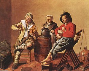 Two Boys And A Girl Making Music — Jan Miense Molenaer