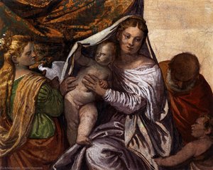 Heilige Familie Mit Der Heiligen Katharina Und Dem Infantilen Johannes — Paolo Veronese