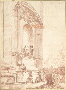 Figures In One Of Michelangelo's Niches On The Apse Of St. Peters, Rome — Hubert Robert