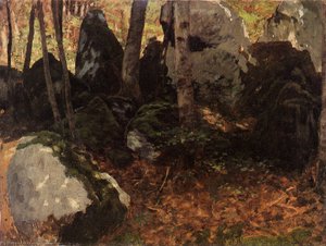 German Bemooste Felsblöcke Im Wald, Saut Du Doubs — Carl Eduard Schuch