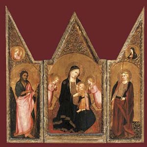 The Madonna Of Humility With Saint Catherine And Saint John The Baptist — Agnolo Gaddi