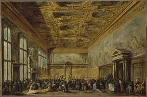L'audience Accordée Par Le Doge De Venise Dans La Salle Du Collège Au Palais Ducal De Venise — फ्रांसेस्को गार्डि