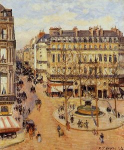 Rue Saint-honore: Morgensonneneffekt, Place Du Théâtre Français — Camille Pissarro