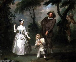 Peg Woffington As Rosalind With Celia And Touchstone In The Forest Of Arden, Act Ii Scene 4 Of `as Y — Francis Hayman