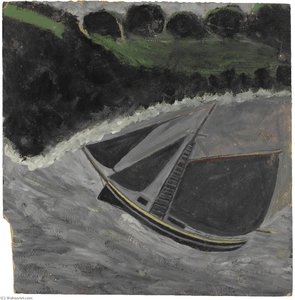 A Fishing Boat Off The Coast — Alfred Wallis