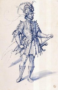 Kostümzeichnung Für Einen Ritter — Giuseppe Arcimboldo