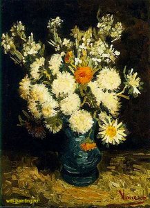 Flowers in a Blue Vase