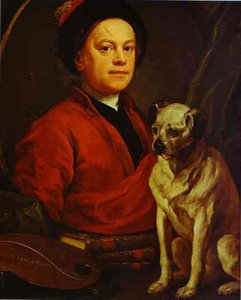 Autorretrato Con Perro Pug — William Hogarth