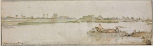 River Landscape With Ferry — Hendrick Avercamp