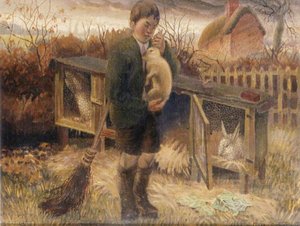 Boy Holding A Rabbit — Gilbert Spencer