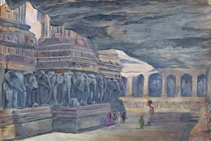 The Kylas (kailasa), Ellora, Maharashtra, Indie — Marianne North