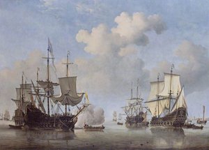 Calm Dutch Ships Coming To Anchor — Willem Van De Velde