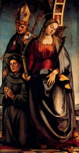 Saints Agustine, Catherine Of Alexandria, And Anthony Of Padua — Luca Signorelli