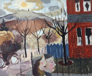 Landscape With House And Two Heads — Sir William George Gillies