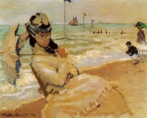 Camille On The Beach At Trouville — Claude Monet