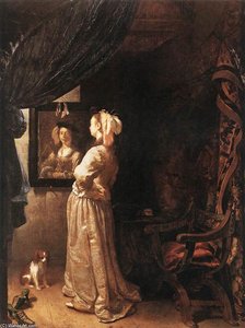 Woman Before The Mirror (detail) — Frans Van Mieris