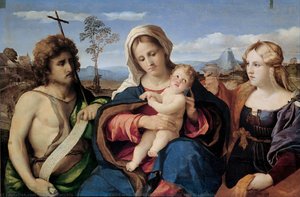 Madonna And Child With Saint John The Baptist And Magdalene — Palma Vecchio
