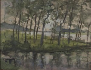 Young Tree Grove Amidst Water — Piet Mondrian