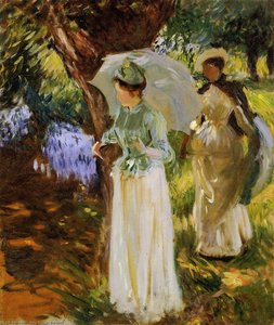 Zwei Mädchen Mit Schirmen In Fladbury — John Singer Sargent