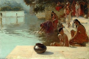Woman's Bathing Place I Oodeypore, India — Edwin Lord Weeks