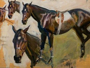 Studi Di Una Cavalla Baia Per 'unsaddling Enclosure, Epsom' — Sir Alfred James Munnings