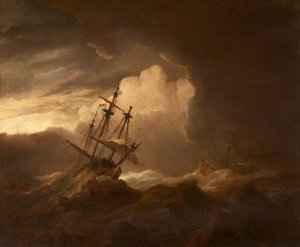 Ships In A Storm — Willem Van De Velde