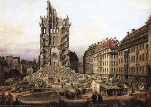 The Ruins Of The Old Kreuzkirche In Dresden — Bernardo Bellotto