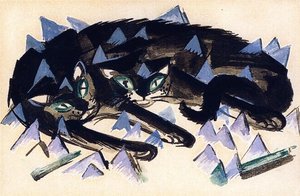 Two Reclining Black Cats — Franz Marc