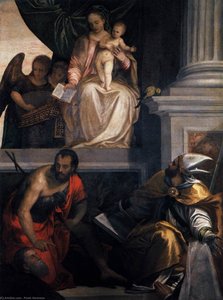 Madonna In Trono Con Bambino, San Giovanni Battista, San Luigi Di Tolosa E Donatori — Paolo Veronese