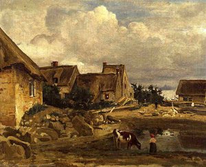 Un Ferme Près De Fontainebleau — Jean-baptiste-camille Corot
