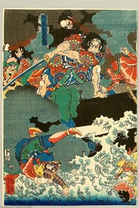 Two Samurai On Boat — Tsukioka Yoshitoshi