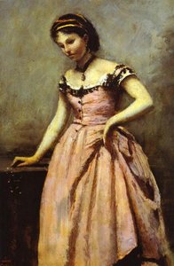 Giovane Donna Con Abito Rosa — Jean-baptiste-camille Corot