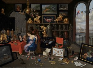 A Cabinet Of Curiosities With Venus At The Toilet — Jan Van Kessel