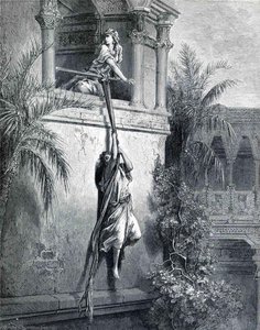 David’ın Pencereden Kaçışı — Gustave Doré