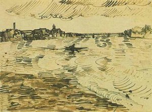 The Rhone With Boats And A Bridge — Vincent Willem Van Gogh