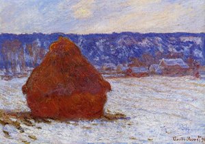 Grainstack In Overcast Weather, Snow Effect — Claude Monet