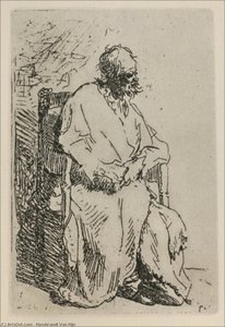 Un Mendigo Sentado En Una Silla De Apoyo — Rembrandt Van Rijn