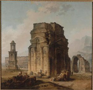 L'arco Dei Trionfi E L'amfiteatro Di Arancia — Hubert Robert