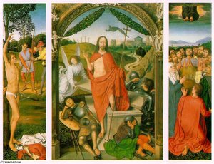 Die Auferstehung Mit Der Märtyrnis Des Heiligen Sebastian — Hans Memling